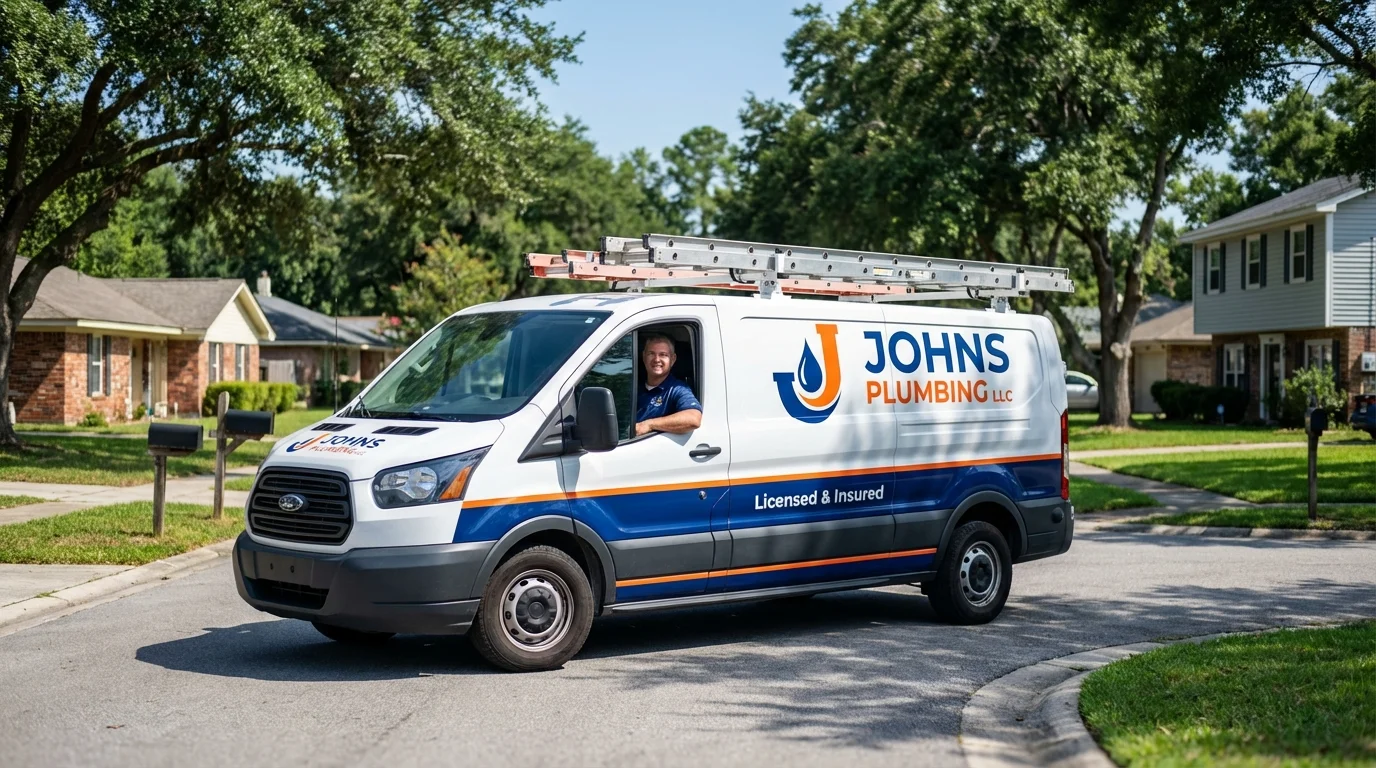 Johns Plumbing LLC service van in Little Rock, AR