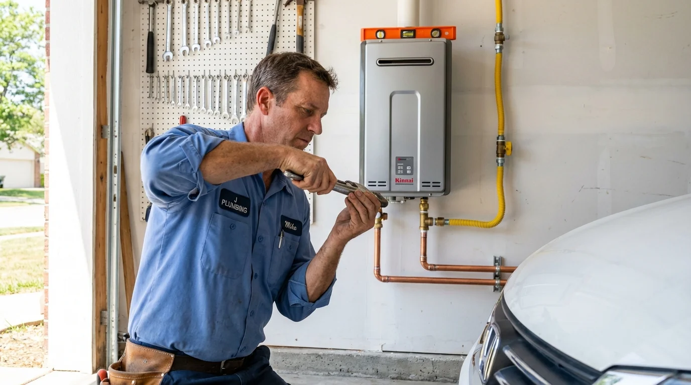 Tankless water heater installation by a Johns Plumbing LLC plumber in Little Rock